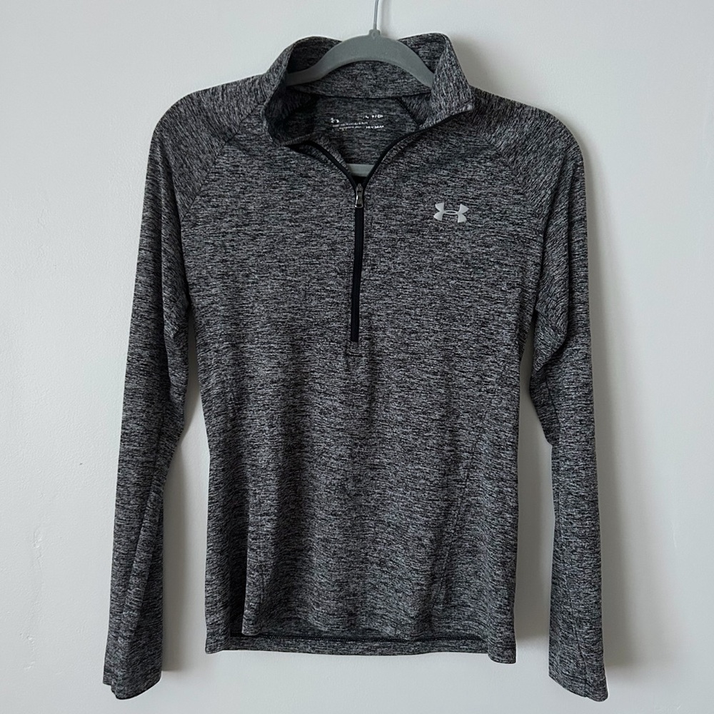Under Armour Quarter Zip Pullover Shirt Women’s Small Loose Heather Gray Active